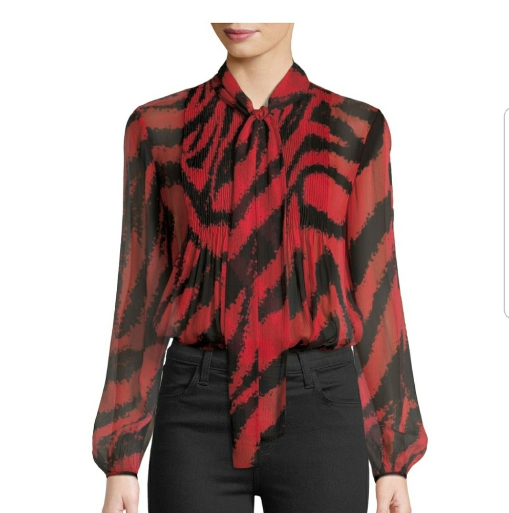 Diane Von Furstenberg Sam Animal-Print Tie-Neck